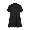 thumbnail image 4 of Summer Dresses for Women 2025, Women Casual Loose Solid Patchwork Pleated Sleeveeless Round Dress(Black,L), 4 of 5