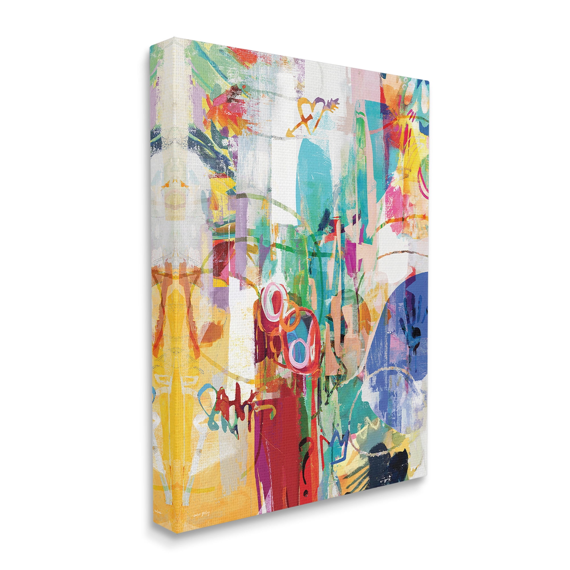 Stupell Industries Expressive Collage Abstraction Abstract Painting Gallery Wrapped Canvas Art Print Wall Art, 36 x 48
