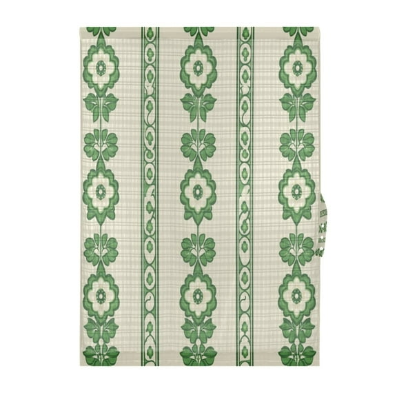 Green Floral Stripes Door Curtain 25x40in Privacy Mesh with UV Protection Tie Back Rod Pockets