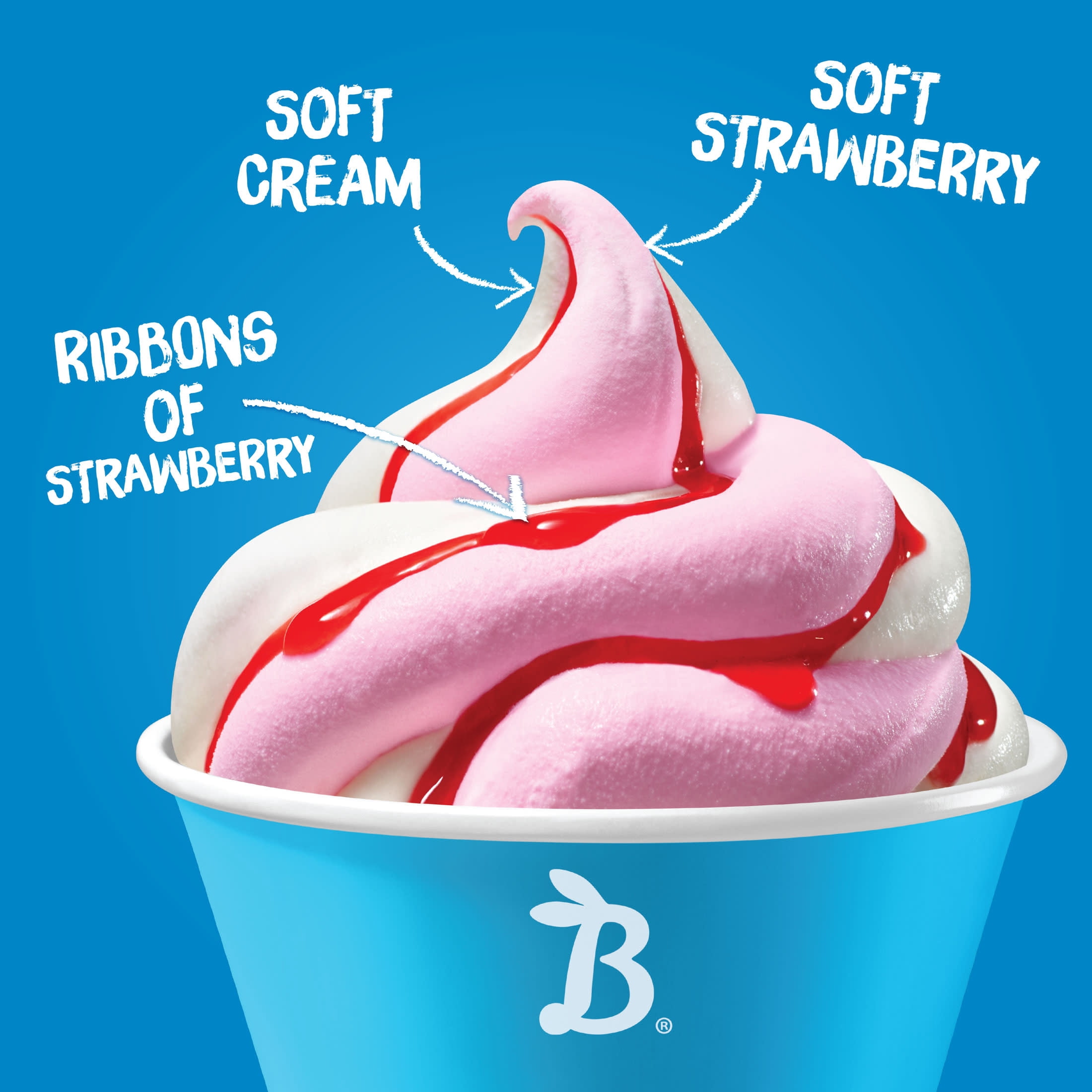 Blue Bunny Soft Strawberry and Cream Swirl Iced Frozen Dessert, 16 fl oz Pint