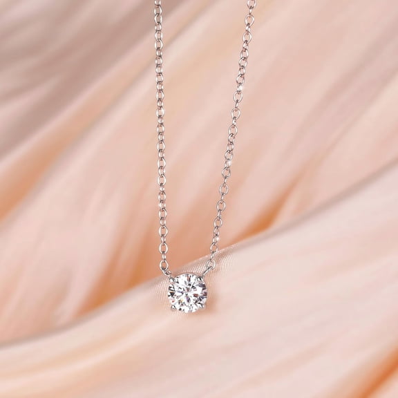 925 Sterling Silver Necklace For Women 0.5/0.8/1Ct Round Cut Cubic Zirconia Cz Solitaire Necklace Dainty Jewelry Gifts For Women Extenders With Lobster Clasp Gifts Anniversary Day 16 Inch[o1228]