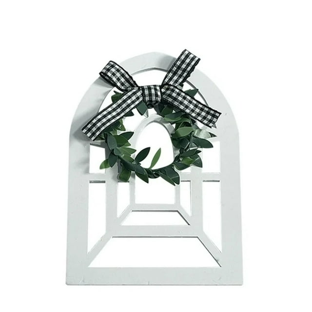 Gkeoshab Desktop Ornament Desktop dress up Creative Vintage Rural Farmhouse Style Window Frame Ladder Ornament: Wooden Frame Design For A Warm And Retro Wall Decoration Adding Fun And To Your