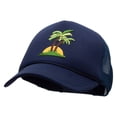 thumbnail image 2 of Two Palm Trees in Sunset Patched Foam Front Golf Style Mesh Back Cap - Navy OSFM, 2 of 5