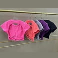 thumbnail image 3 of Top corto con Cruz hueca para mujer, camiseta de manga corta para Yoga con almohadillas, camisetas de entrenamiento para Fitness, ropa de gimnasio, camisetas para correr, 3 of 5