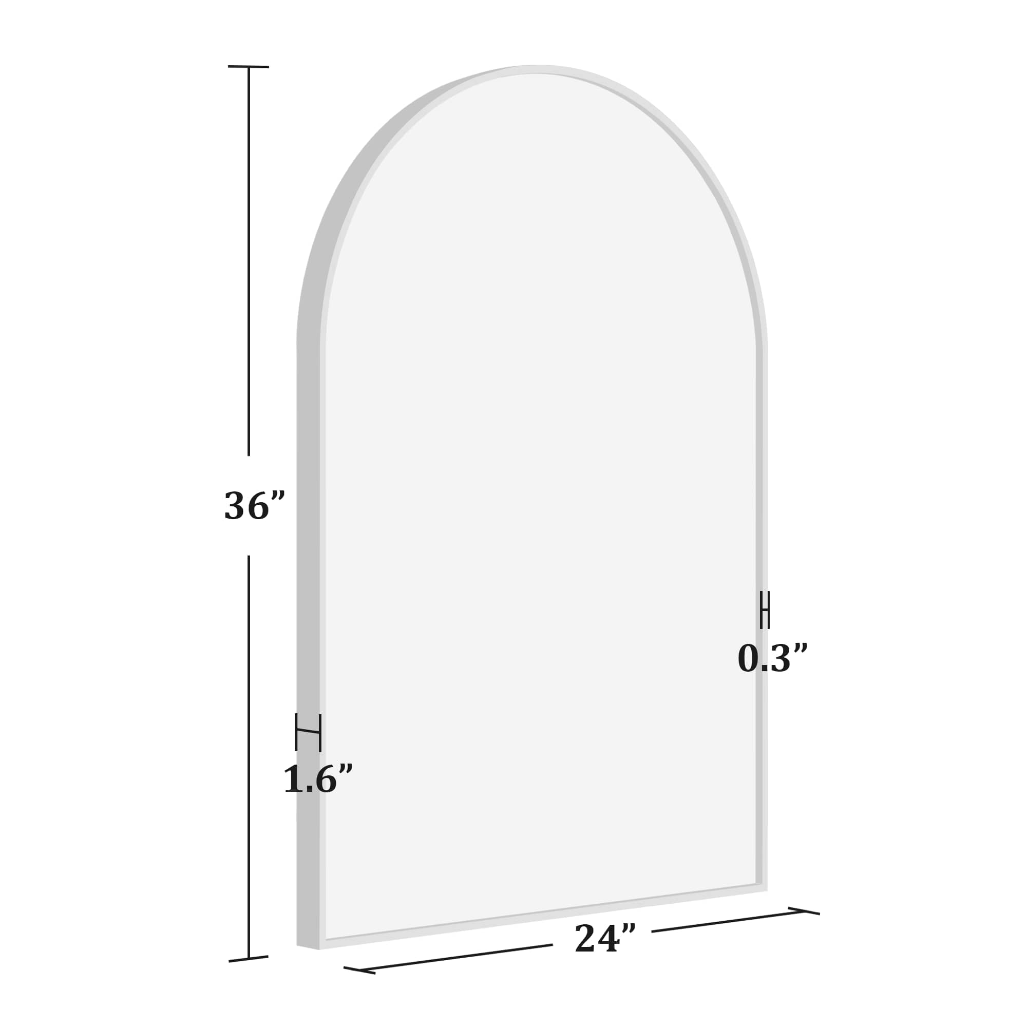 36"x 24" Aluminum Alloy Thin Edge Arched Bathroom Hanging Mirror,Black