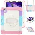thumbnail image 1 of Case for iPad Air 5th Generation / iPad Air 4th Generation 10.9 inch with Screen Protector, 360 Degree Rotating Kickstand Hand Strap Shockproof Cover with Shoulder Strap, Rainbow Pink, 1 of 7