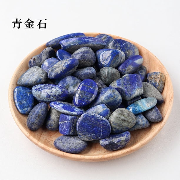 Xiao Hua Piedra natural de cristal azul profundo de 200 g, piedra rodante pulida de partículas grandes, piedra aromática natural cruda, piedra decorativa para el hogar, 1,5-2 cm