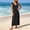 *Black, variant on ClodeEU Women's V Neck Ruffle Cap Sleeve Textured Maxi Dress,Casual Loose Beach Vacation Dress Beige,Women's Plus L