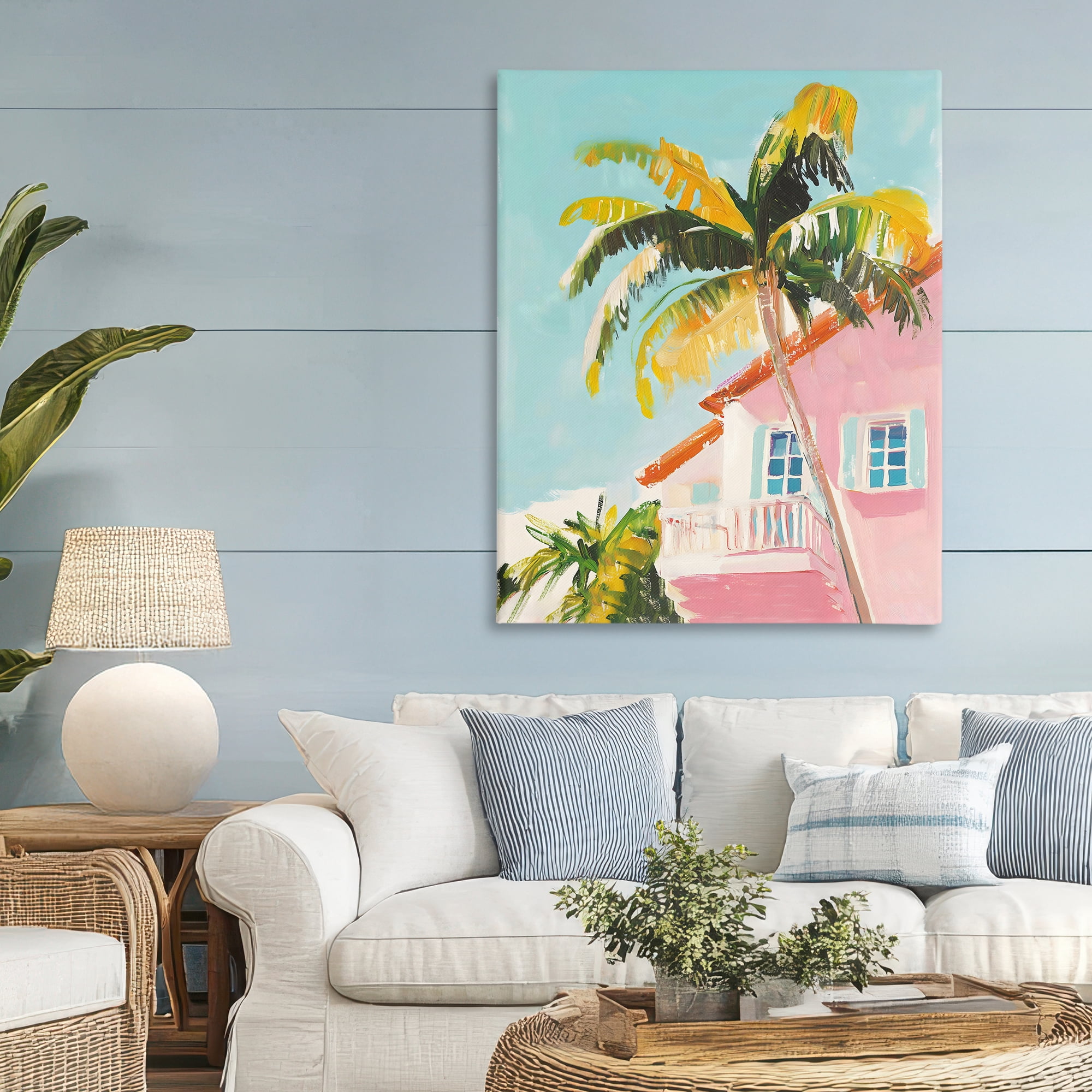 Stupell Industries Pink House Palm Tree Canvas Wall Art, design by The Prints Vibe