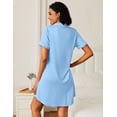 thumbnail image 3 of Ekouaer Nightgowns for Women Bamboo Viscose Sleep Shirts Button Down Night Shirt Short Sleeve Boyfriend Pajama Dress, 3 of 6