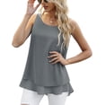 thumbnail image 2 of Women's Sleeveless Chiffon Tank Top Double Layers Casual Blouse Tunic Gray S, 2 of 5