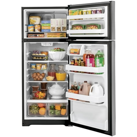 GE - 16.6 Cu. Ft. Top-Freezer Refrigerator - Stainless steel