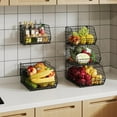 thumbnail image 6 of XCOSRACK 3-Tier Stackable Fruit Basket for Kitchen Counter, Wall Mounted Wire Produce Basket, Potato and Onion Storage Bin for Pantry Organization, Black (Patent Pending), 6 of 9
