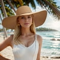 thumbnail image 3 of Floppy Big Beach Straw Hats for Women Foldable Summer Wide Brim Packable Sun Hat Womens Travel Straw Fedora Hat, 3 of 7