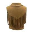 thumbnail image 5 of Lixiuxyad Womens Cardigans Women's Solid Fringed Hippie Vest Sleeveless Denim Western Velvet Fringed Jacket,Brown, 5 of 6