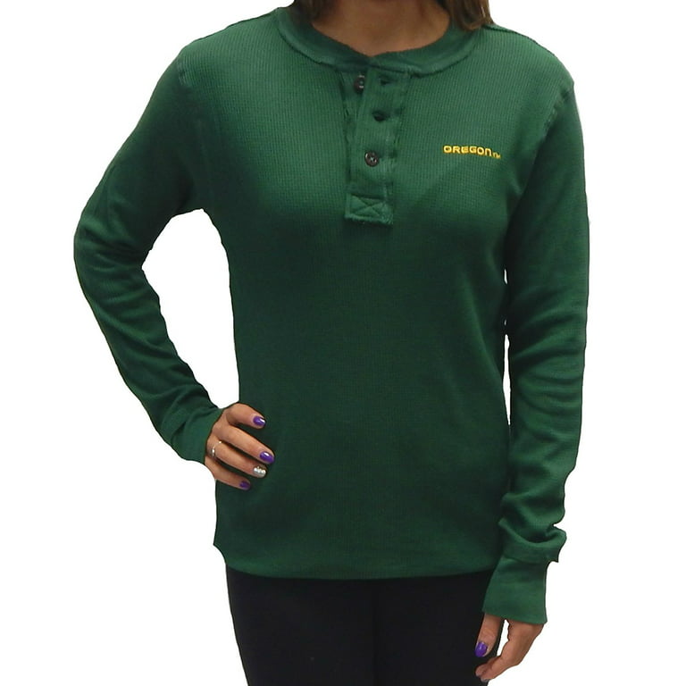 Oregon Duck Adult Women Thermal Waffle Knit Long Sleeve T-Shirt (Size XL)