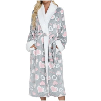 Hobby Line - Cotton Bathrobe Set - Pink Gray - Walmart.com
