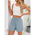 thumbnail image 4 of Women'S Shorts Casual Summer Shorts High Waisted Comfy Pull on Shorts with Pockets Blue M, 4 of 9