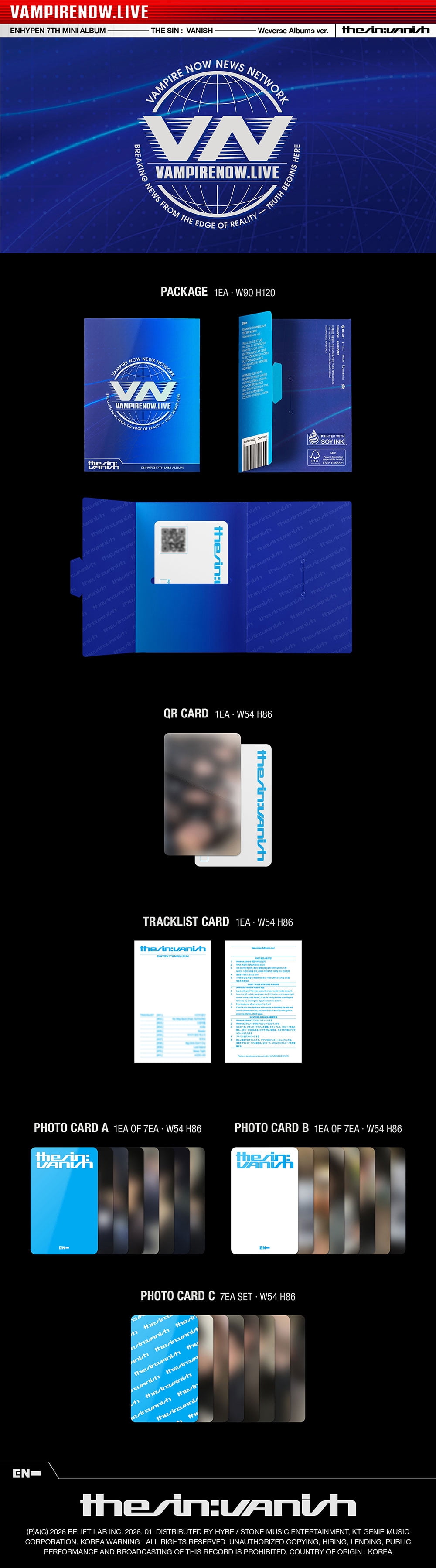 ENHYPEN - [THE SIN : VANISH] 7th Mini Album WEVERSE ALBUMS Version