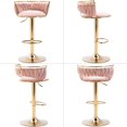 thumbnail image 3 of LukeAlon Modern Velvet Adjustable Barstools Set of 2, 360° Swivel Counter Stools with Golden Base Upholstered Open Back Tall Bar Chairs with Footrest for Home Pub Kitchen, Pink, 3 of 8