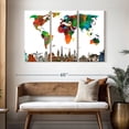 thumbnail image 3 of Elephant Stock Color Splash World Map Wall Art - Horizontal Multi Panel Canvas - Living Room Wall Decor - Map Multi Panel - White And Brown Decor - 50" x 32", 3 of 8