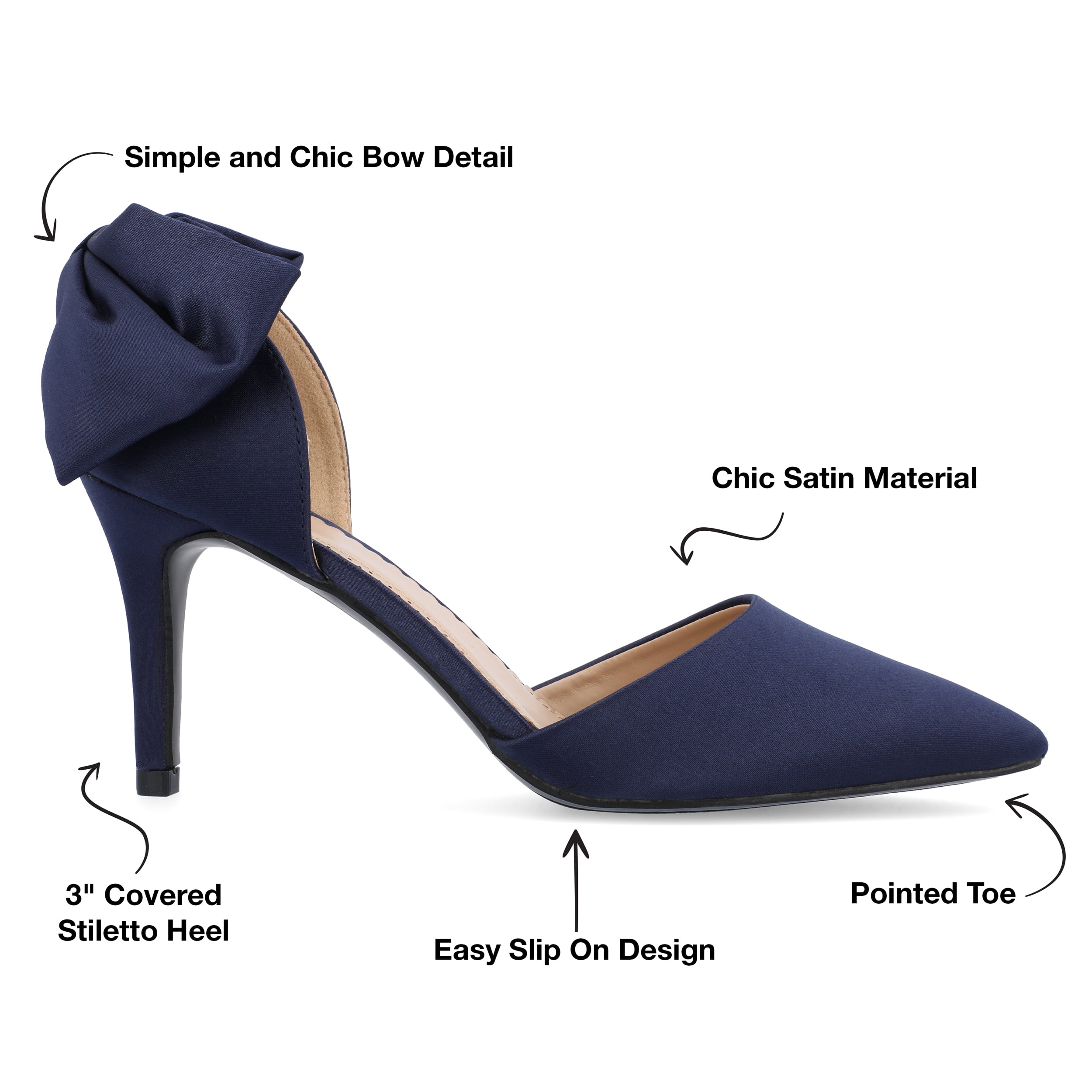 Journee Womens Tanzi Pointed Toe Mid Heel Evening Pumps