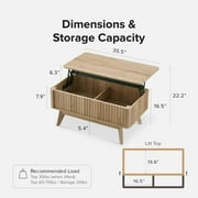 طاولة قهوة من Mopio Brooklyn في منتصف القرن الحديث مع تخزين لغرفة المعيشة ، لوحة Waveform ( Oak )