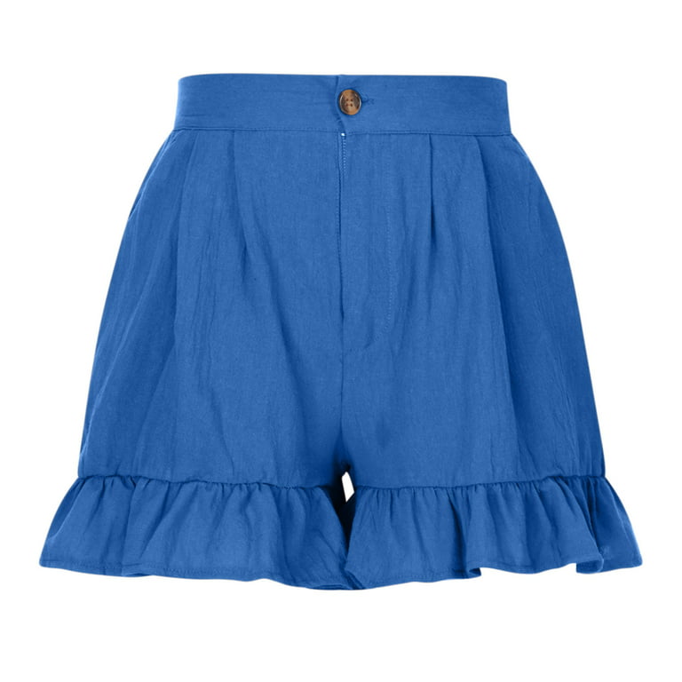 RQYYD Clearance Womens Summer Cotton Linen Shorts Cute Ruffles