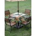thumbnail image 4 of Outdoor Tablecloths with Umbrella Hole & Zipper, Sea Turtle Coastal 54x54 Inch Square Tablecloths, Summer Nautical Starfish Coral Grey Wooden Waterproof Table Cloth, Patio/Pool/Picnic Table Covers, 4 of 8