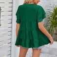 thumbnail image 5 of ZZwxWA Womens Summer Tops Short Sleeve V-Neck Solid T Shirts Ruffle Sleeve Loose Flowy Swing Tunic Blouses Green M, 5 of 5