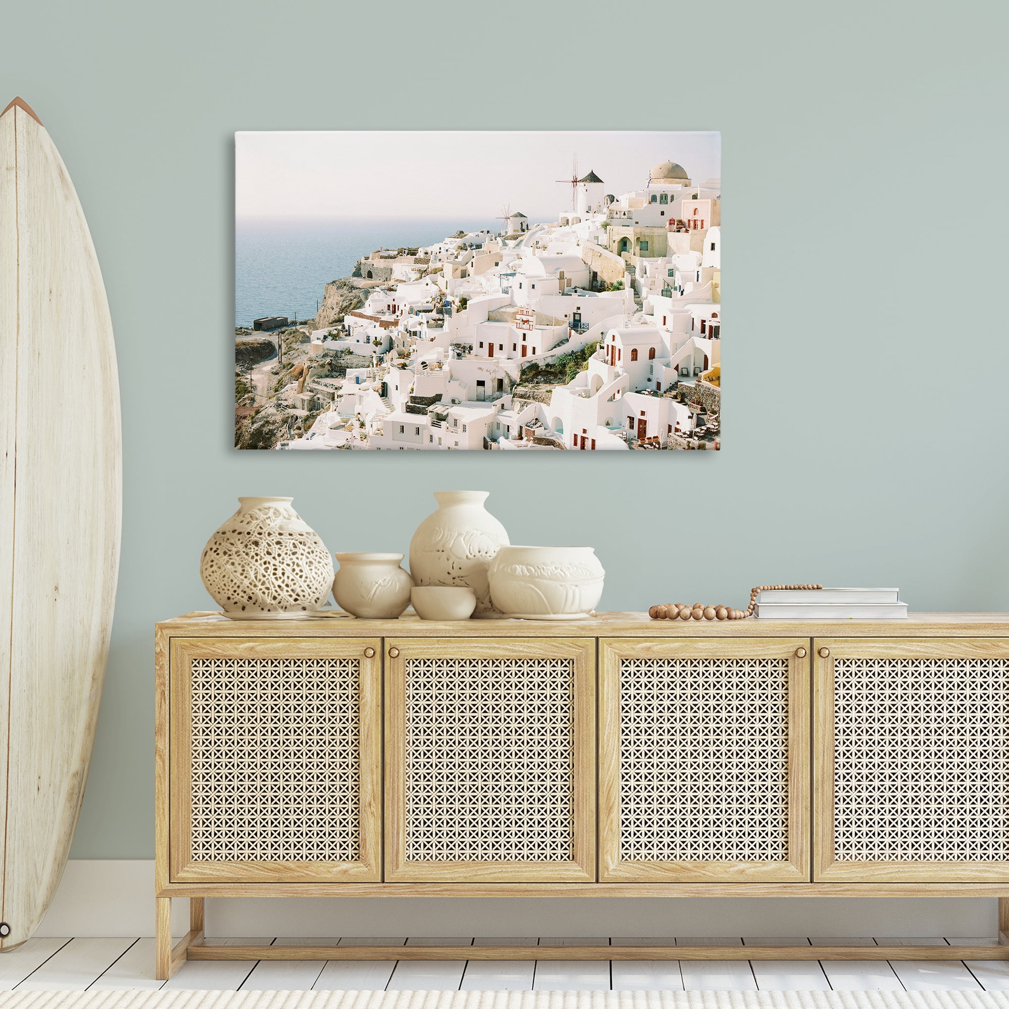 Stupell Industries European Seaside City Town & City Photography Gallery Wrapped Canvas Art Print Wall Art, 45 x 30