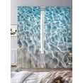 thumbnail image 3 of Water Ripple Sheer Curtains 96 Inch Long 2 Panels, Ocean Art Realistic Sea Sand Light Filtering Rod Pocket Semi Sheer Curtains, Sheer Voile Drapes for Living Room Bedroom, 52"x96", 3 of 5