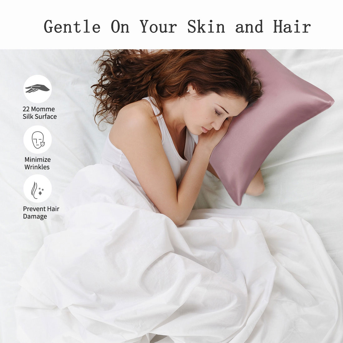 Unique Bargains 2-Pack 22 Momme 100% Silk Pillowcases, Standard, Mauve