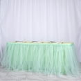 thumbnail image 2 of Efavormart 14ft Mint FULL SIZE 4 Layer Fluffy Tulle - Tutu Table Skirt for Party Events fits 6ft rectangle/48in round table, 2 of 11