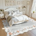 thumbnail image 6 of Lahome 5'x7' Floral Scalloped Area Rug for Living Room - 5x7 Ultra-Thin Soft Washable Non-Slip Bedroom Stain Resistant Lightweight Boho Low-Pile Throw for Dining Room Office (5x7ft,Grey), 6 of 10