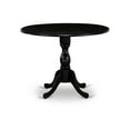 thumbnail image 6 of East West Furniture 3-Pc Dinette Set Includes a Wood Dining Table with Drop Leaves and 2 Dark Gotham Grey Linen Fabric Kitchen Chairs - Wire Brushed Black Finish, 6 of 9