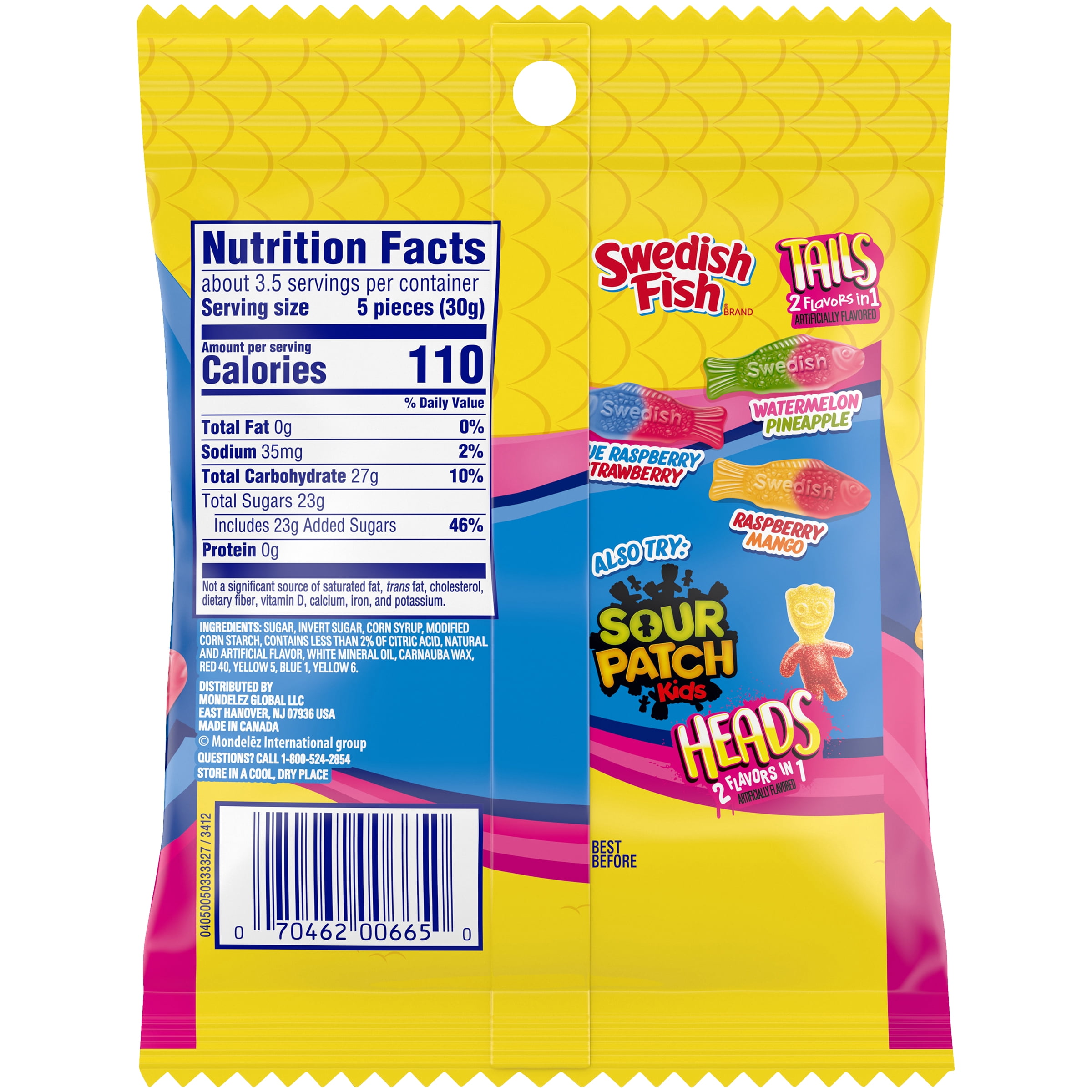 Swedish Fish Candy, Soft & Chewy, Tails, 2 Flavors in 1 - 8 oz