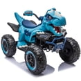 thumbnail image 4 of 12V Dinosaur Kids Ride On Car, 2 Seater Power Ride On Toy for Kids with Remote Control, Bluetooth, USB, 4 Wheel Suspension, Dinosaur Electric Toy Car for Boys and Girls Ages 3-8, Blue, 4 of 7