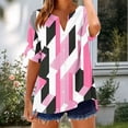 thumbnail image 4 of Xdegoge Vintage Cotton Linen Tunic Tops for Women Notch V Neck Short Sleeve Button Up Blouses Striped Print Relaxed Fit High Low Hem Shirts Casual Daily Wear Lightweight Flowy Tees, 4 of 5