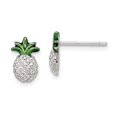 thumbnail image 2 of Sterling Silver Pineapple with Green Enamel Post Earrings, 2 of 3