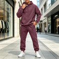 thumbnail image 6 of Delconic Mens 2 Piece Hoodie and Jogger Set Pullover Hooded Sweatshirt with Kangaroo Pocket Drawstring Pants Casual Tracksuit Wine S, 6 of 9
