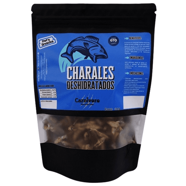 Premios Deshidratados de Charales, Fuente de Omega-3, Carnivoro Pet Snacks, 30 g