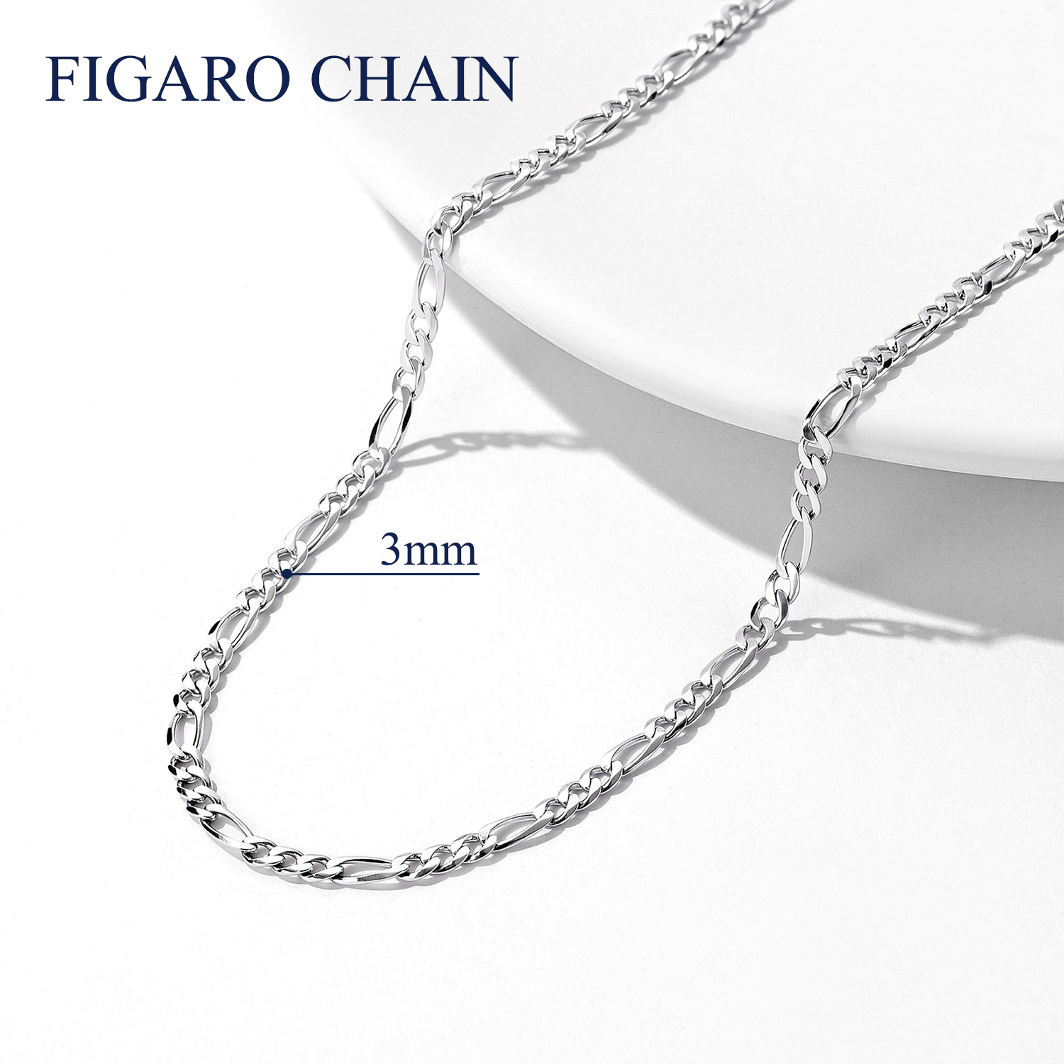 Suplight 925 Sterling Silver Figaro Chain Necklace, 20 Inches photo 6