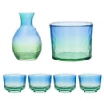 thumbnail image 4 of TISHITA Japanese Sake Glass Set Sake Pot Set Multifunctional Creative Home Use Warmer Hammered Texture Decanter for Buffet Table blue green, 4 of 8