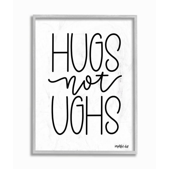The Stupell Home Decor Hugs Not Gush Black and White Modern Linear Typography