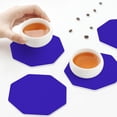 thumbnail image 7 of Pofeuu Darkblue Print Leather Coasters Set of 6, Round Cups Mugs Mat Pad for Home Kitchen Heat Resistant Drink Coasters,Octagon, 7 of 7