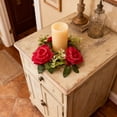 thumbnail image 5 of Red Valentine‘s Day Artificial Rose Flower Candle Holder Wreath - Romantic Tabletop & Window Display Decor for Weddings, Anniversary, Dinner Centerpiece, Reusable Holiday Decoration, 5 of 6