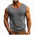 thumbnail image 3 of KPOPLK Men's Quick Dry Tank Tops Tech Performance Sleeveless T Shirts Mesh Workout Gym Muscle Running Size M,Grey, 3 of 7