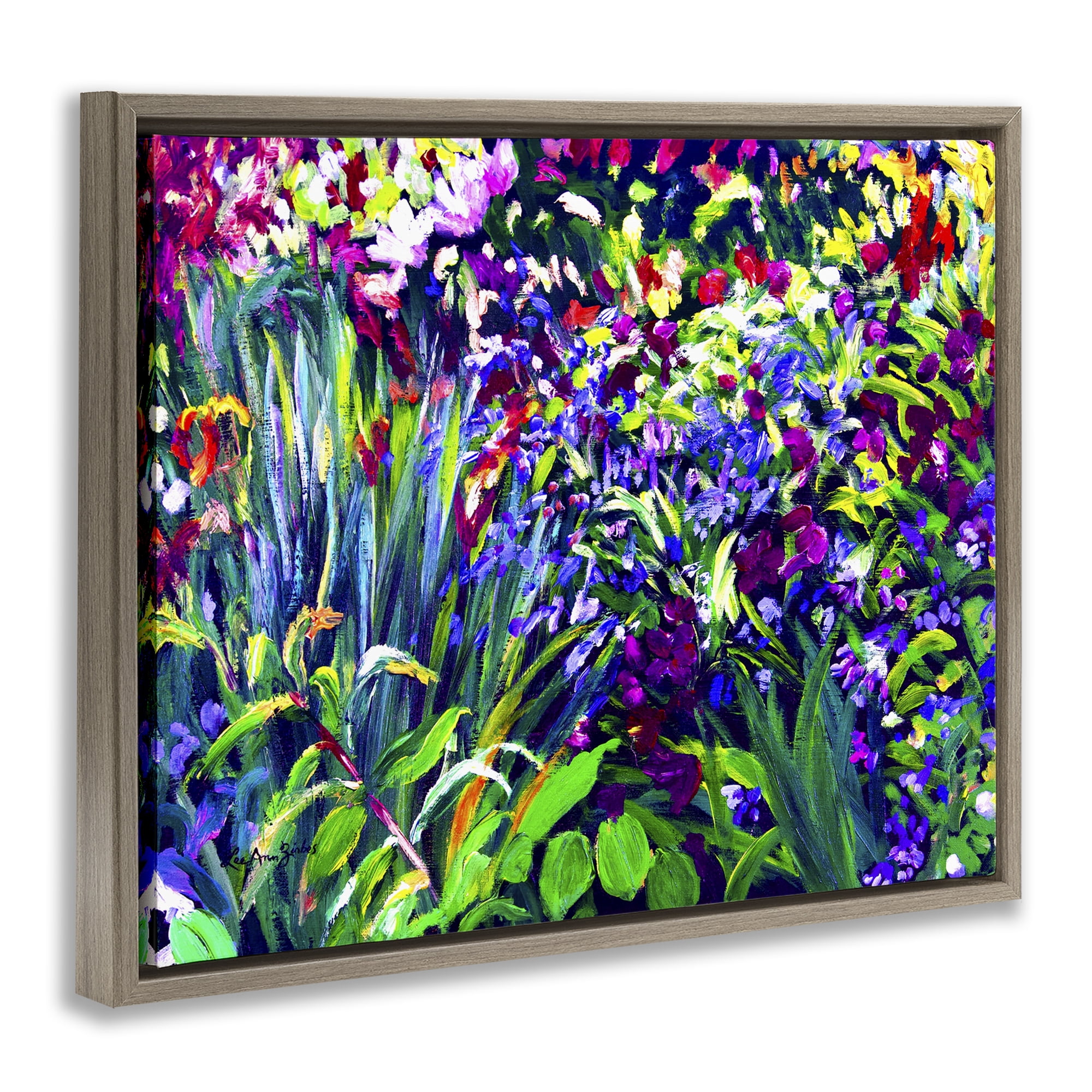 Stupell Industries Vibrant Confetti Garden Brown Framed Floater Canvas Wall Art, design by Lee Ann Zirbes