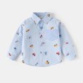thumbnail image 5 of felwors Toddlers Baby Boys Lapel Long Sleeves Cotton Button Down Lapel Shirts Girls T-Shirts Kids Tops Graphic Car Print Tee (Blue,1-2 Years), 5 of 7